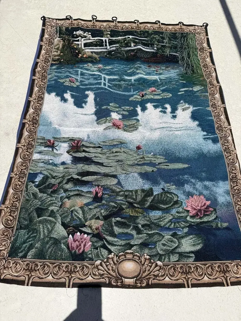 Claude Monet Water Lilies Giverny Style Woven Jacquard Wall Tapestry